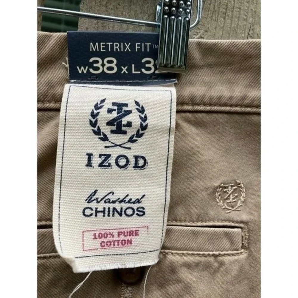 Izod Sz 38Wx32L Washed Chino Metrix Fit KHAKI Pants
